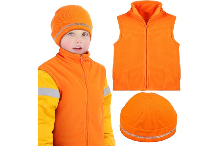 Haull 2 Pcs Orange Hunting Vest Beanie Reflective