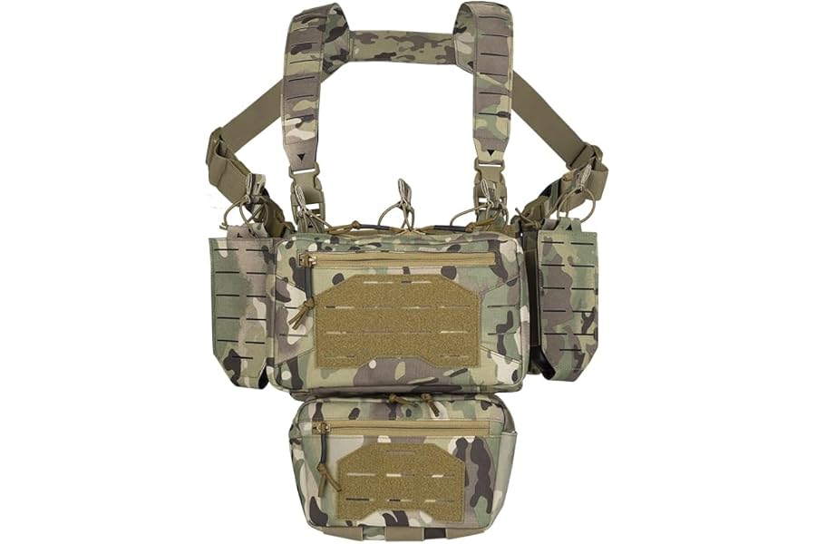PIKEON Tactical Chest Mini Rig 1000D Quick Release Multifunctional Tactical Vest Outdoor with Multi-Pockets