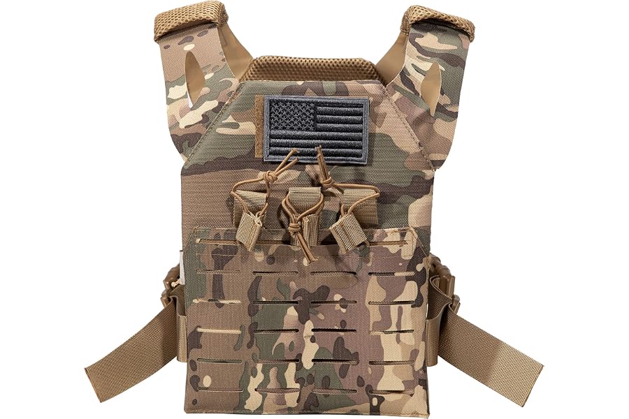 Redemption Tactical Cadet 2.0 Childrens Tactical Airsoft Paintball Kids Vest, US Flag Patch, Mil Spec Molle w/Mag Pouches
