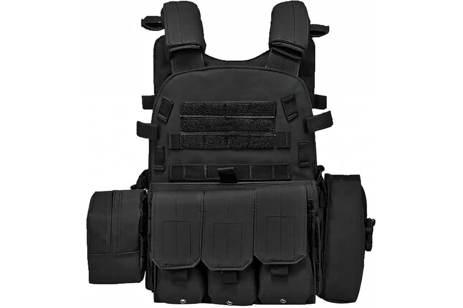 TOLLION Kids Tactical Vest, Adjustable Airsoft Paintball Vest, Boys Girls Outdoor Games Vest, Army Costume Combat Vest,4-12 Y