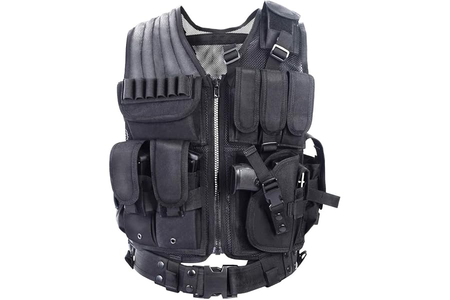 YAKEDA Lightweight Airsoft Vest-Tactical Vest with Pouches, Adjustable for Adult